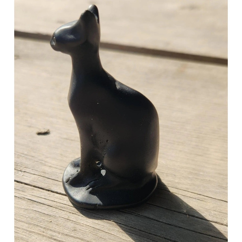 Egyptian Obsidian Cats, Matte Finish, Carved Crystal Cat, Black Cat